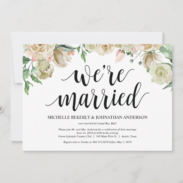 Carte d'invitation Neutral Spring Elopement (Devant)