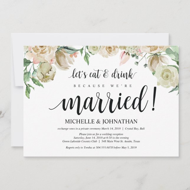 Carte d'invitation Neutral Spring Elopement (Devant)