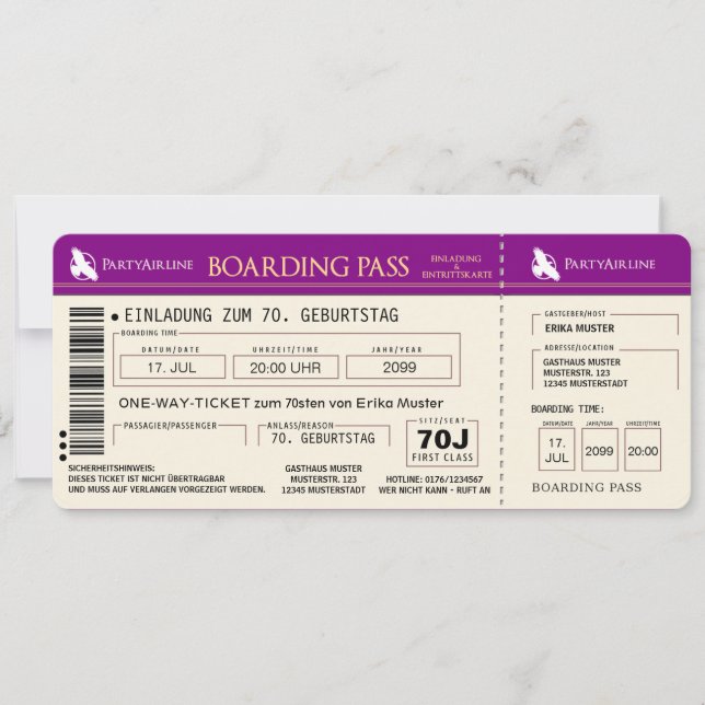 carte d'invitation originale pour le 70e anniversa (Devant)