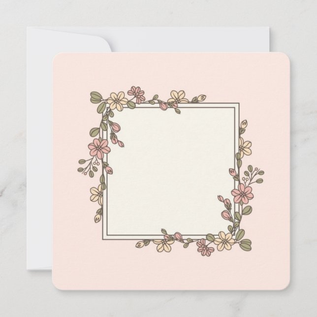 Carte d'invitation ou de voeux pour cadre floral v (Devant)