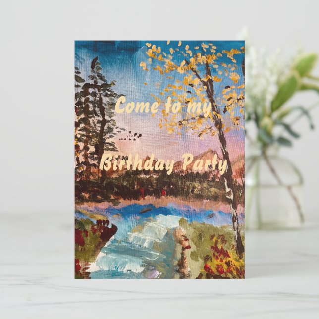 Carte d'invitation personnalisable pour une fête d (Debout devant)