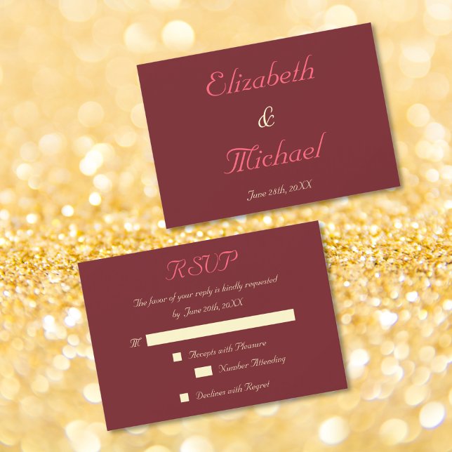 Carte d'invitation personnalisée élégante de répon (Personalized Elegant Wedding RSVP Invitation Card)
