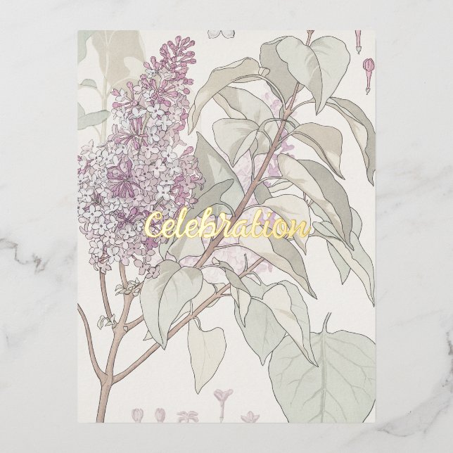Carte d'invitation personnalisée Lilac Foil (Recto)