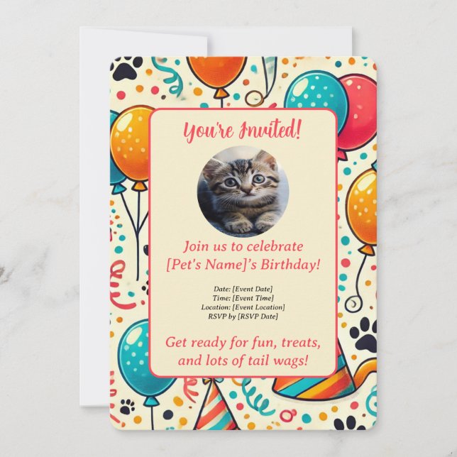 Carte d'invitation personnalisée pour animaux dome (Devant)