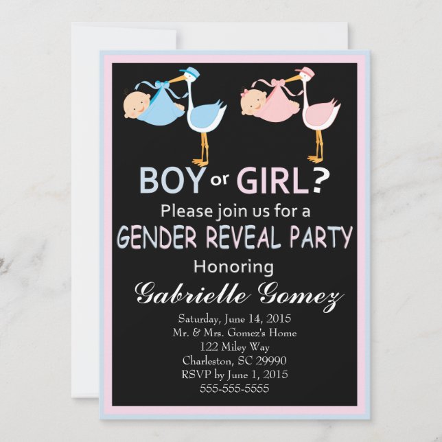 Carte d'invitation personnalisée pour la révélatio (Devant)