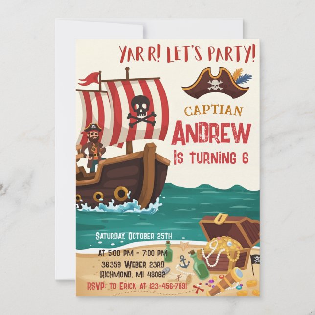 Carte d'invitation personnalisée pour une fête d'a (Devant)