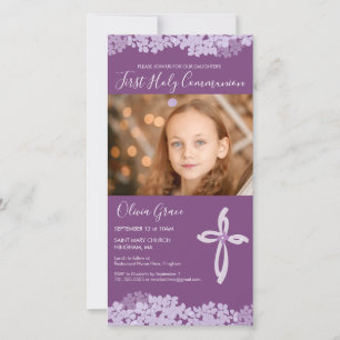 Carte d'invitation photo de la première communion