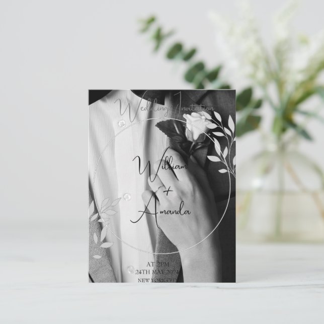 Carte d'invitation photo noire, blanche, pour touj (Debout devant)