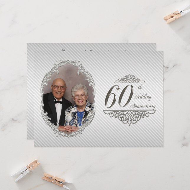 Carte d'invitation photo pour le 60e anniversaire  (Devant/Arrière en situation)