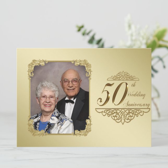 Carte d'invitation photo pour les 50 ans de mariag (Debout devant)