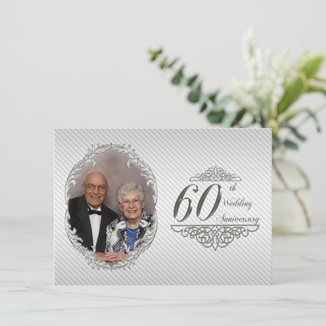 Carte d'invitation photo pour les 60 ans de mariag (Debout devant)
