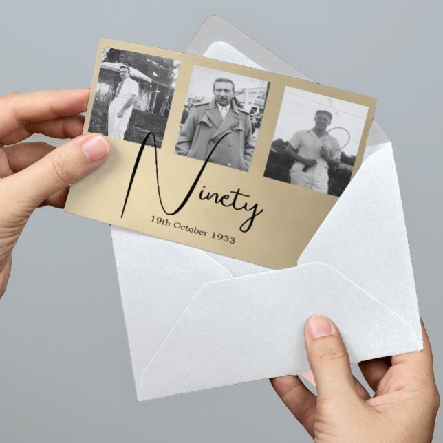 Carte d'invitation photo pour les 90 ans d'un homm (Créateur téléchargé)