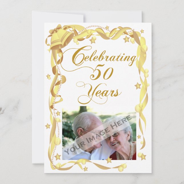Carte d'invitation photo pour une fête du 50e anni (Devant)