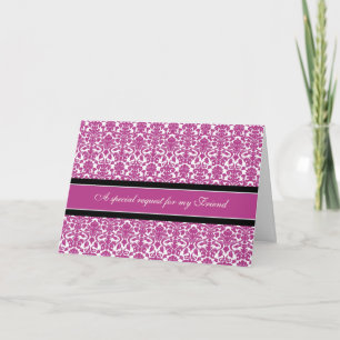 Carte d'invitation Pink Damask Friend Bridesmaid