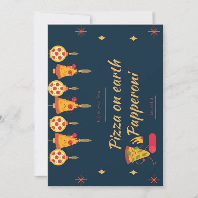 carte d'invitation pizza sur terre pepperoni (Devant)