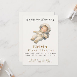 Carte d'invitation plate pour le premier anniversa