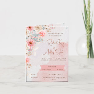 Carte d'invitation pliée pour mariage Fleur de cer