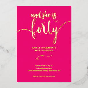 Carte d'invitation pour 40 ans avec calligraphie é