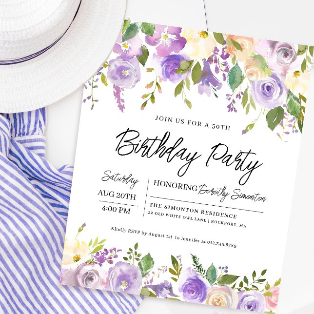 Carte d'invitation pour 50e anniversaire à motif f (Matching welcome signs and party supplies available. Message me for help finding them!)
