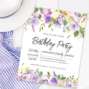Carte d'invitation pour 70e anniversaire à motif f
