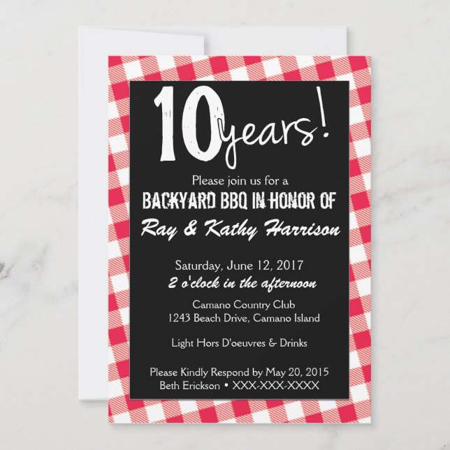 Carte d'invitation pour anniversaire de mariage pi (Devant)