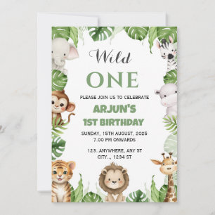 Carte d'invitation pour anniversaire Jungle Safari