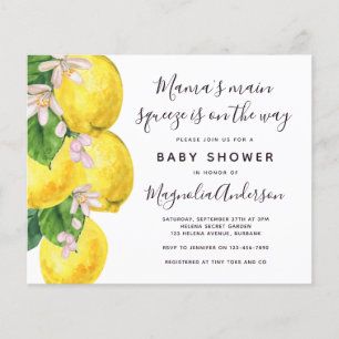 Carte d'invitation pour Baby Shower Budget Lemon M