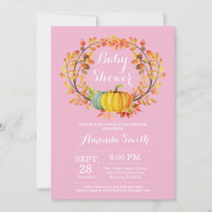 Carte d'invitation pour Baby Shower Fille Automne 