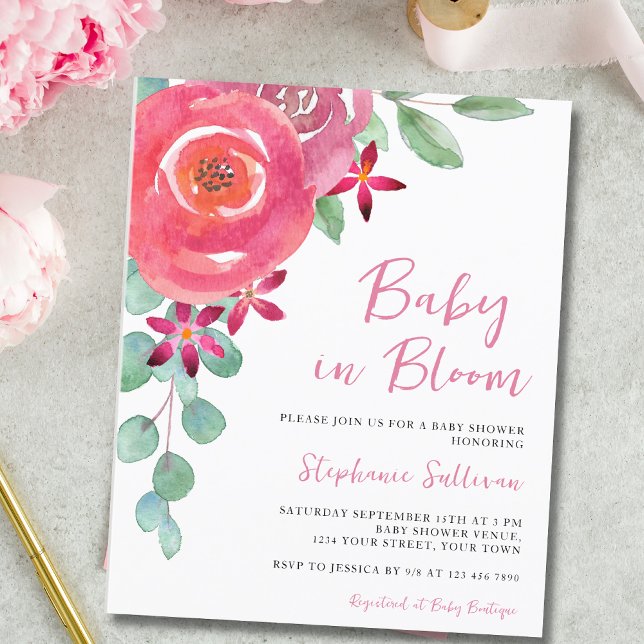 Carte d'invitation pour Baby Shower fille Budget B (Créateur téléchargé)