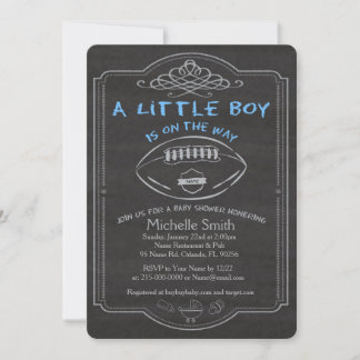 Carte d'invitation pour Baby Shower garçon footbal