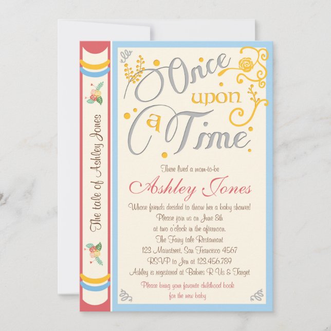 Carte d'invitation pour Baby Shower Il était une f (Devant)