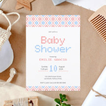 Carte d'invitation pour Baby Shower | Tissage Pixe