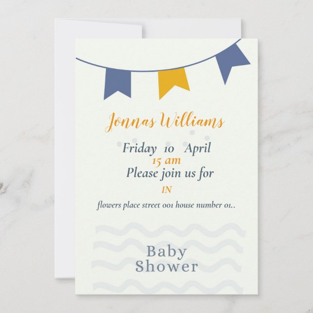 Carte d'invitation pour bébé garçon, carte de show (Devant)