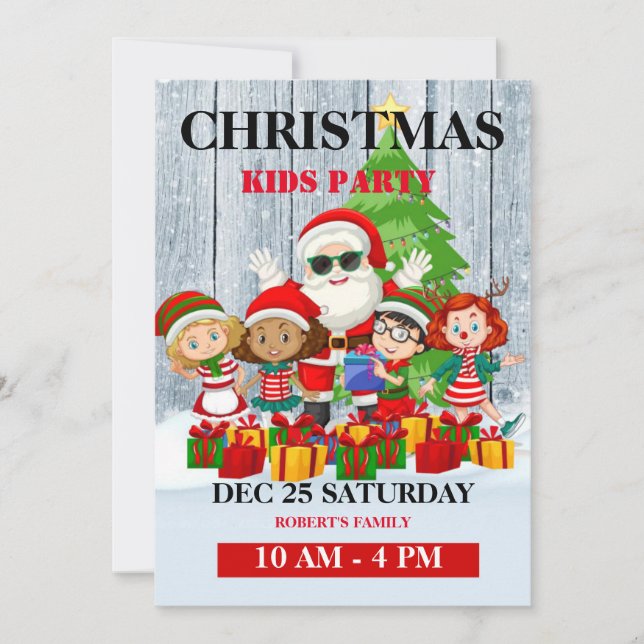Carte d'invitation pour enfants de Noël colorée (Devant)