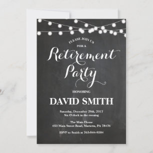 Carte d'invitation pour fête de retraite sur table