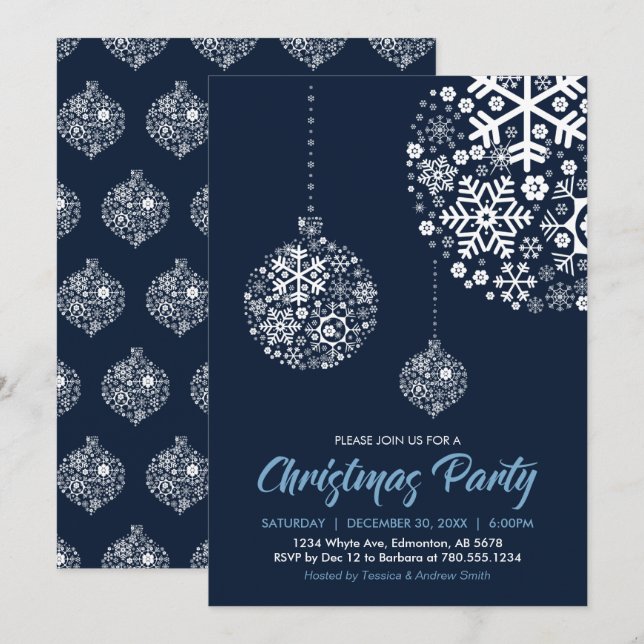Carte d'invitation pour fêtes de Noël (Devant / Derrière)