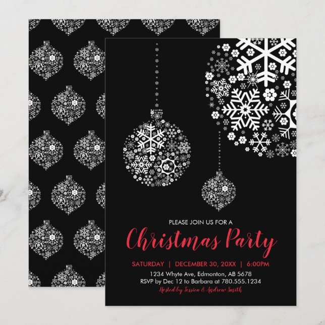 Carte d'invitation pour fêtes de Noël (Devant / Derrière)