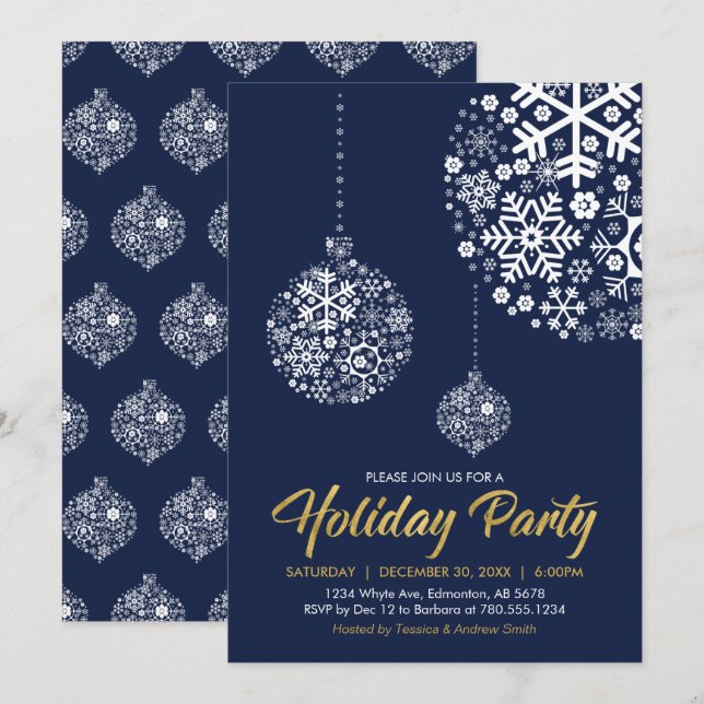 Carte d'invitation pour fêtes de Noël (Devant / Derrière)