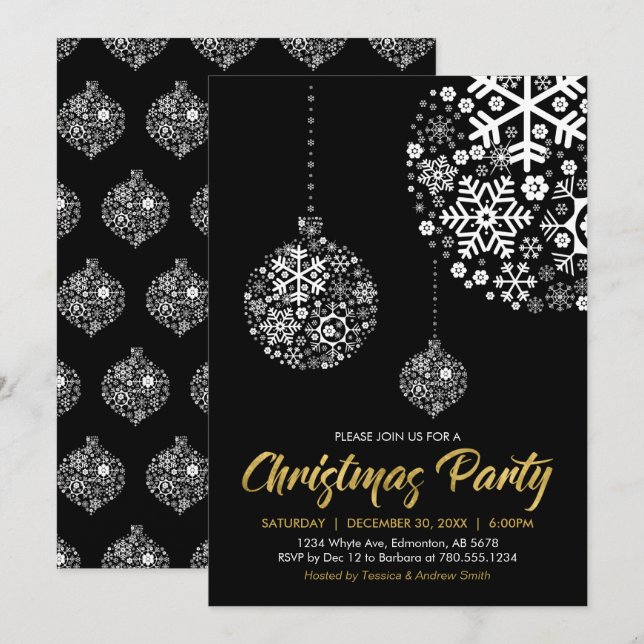 Carte d'invitation pour fêtes de Noël (Devant / Derrière)