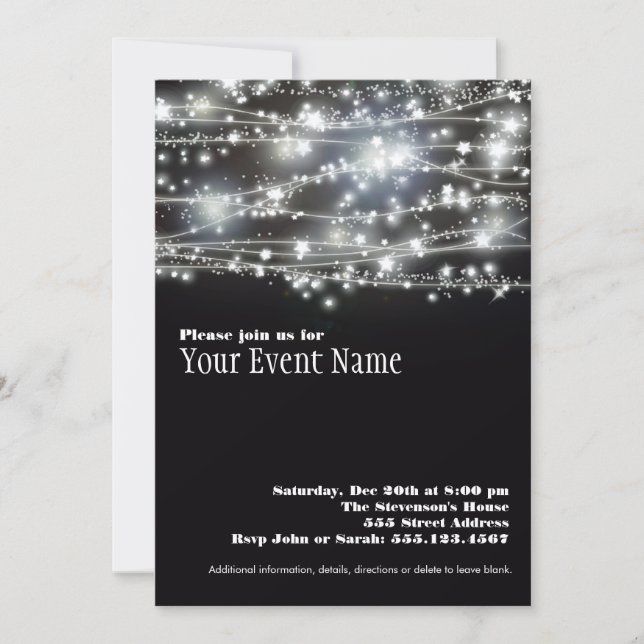 Carte d'invitation pour fêtes étoilées (Devant)