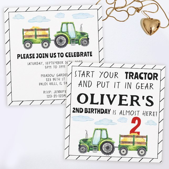 Carte d'invitation pour garçon 2e anniversaire tra (Créateur téléchargé)