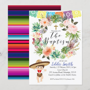 Carte d'invitation pour garçon mexicain Baptême