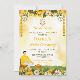 Carte d'invitation pour la cérémonie Haldi du mari