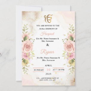 Carte d'invitation pour la cérémonie Roka, cérémon