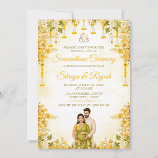 Carte d'invitation pour la cérémonie Seemantham au