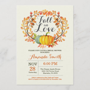 Carte d'invitation pour la douche nuptiale automne
