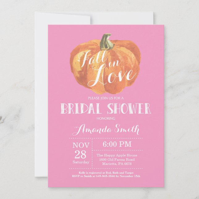 Carte d'invitation pour la douche nuptiale d'autom (Devant)