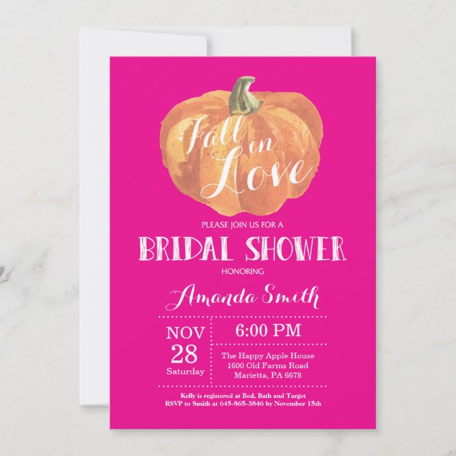 Carte d'invitation pour la douche nuptiale d'autom (Devant)