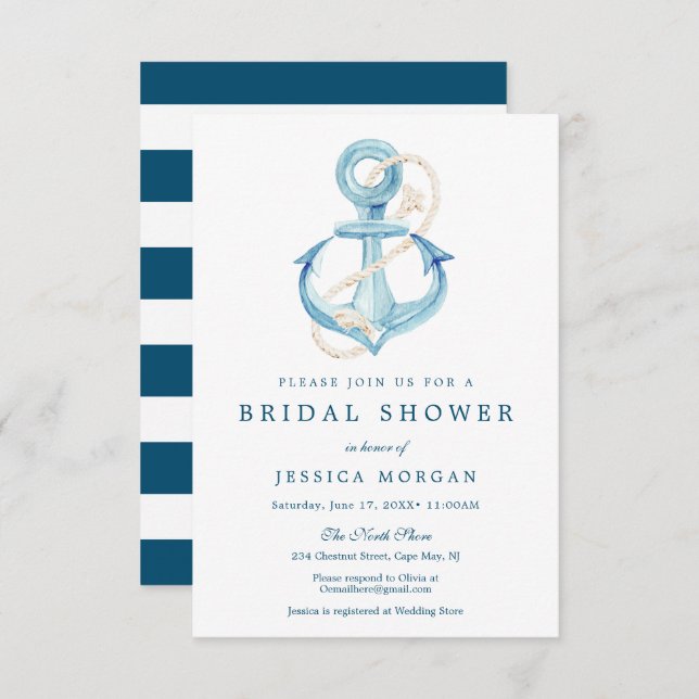 Carte d'invitation pour la douche nuptiale de la m (Devant / Derrière)