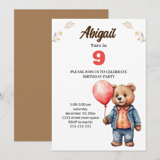 carte d'invitation pour la fête d'anniversaire de